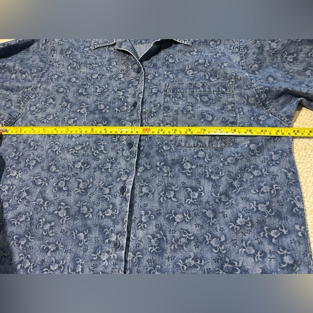 Eddie Bauer Vintage Womens Denim Button Up Size 12 Floral Print Cotton USA - Picture 11 of 13